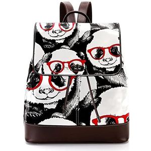Gepersonaliseerde Schooltassen Boekentassen voor Tiener Leuke Panda met Rode Zonnebril, Meerkleurig, 27x12.3x32cm, Rugzak Rugzakken