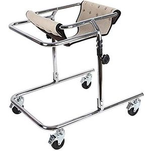 Upright Walker for Kids Revalidatietraining voor hersenverlamming, opvouwbare loopstoeltje voor peuters met wielen en zitje (Kleur : Khaki, Maat : M)