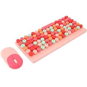 Draadloos toetsenbord, draadloos toetsenbord en muis duurzaam ergonomisch ontwerp kleurrijke ronde keycap voor pc (roze)