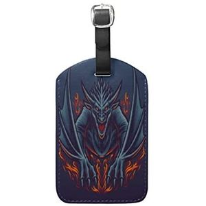 Dragon King Zwart Geel Bagage Bagage Koffer Tags Lederen ID Label voor Reizen (2 stuks)