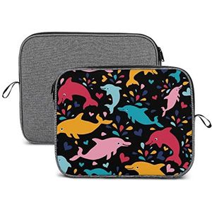 Kleurrijke Dolfijnen Laptop Sleeve Case Beschermende Notebook Draagtas Reizen Aktetas 14 inch