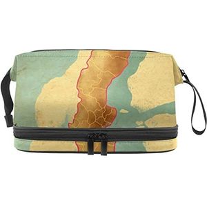 Grote capaciteit reizen cosmetische tas,Zweden Kaart,Make-up tas,Waterdichte make-up tas Organizer, Meerkleurig, 27x15x14 cm/10.6x5.9x5.5 in