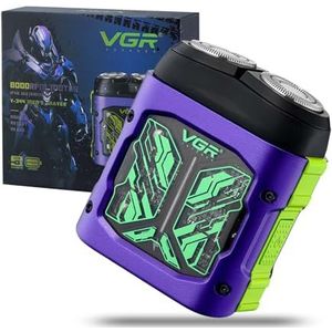VGR 344 Mini Elektrisch Scheerapparaat Voor Mannen, Draagbare Elektrische Reisscheerapparaat met Magnetische Dubbele Draaibare Kop, Eenvoudig te Reinigen, IPX6 Waterdicht, USB Oplaadbaar, Paars