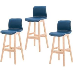 Barkrukken, Moderne Barkrukken 3-delige Set, Zwart Massief Houten Frame Barstoelen, Geschikt For Keuken, Lounge, Bar, Kantoor, Enz (Color : Royal Blue, Size : Sitting Height-82cm)