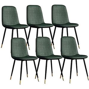 GEIRONV moderne eetkamerstoelen set van 6, for kantoor lounge café thuis kruk met stevige metalen poten pu leer woonkamer keuken stoelen Eetstoelen (Color : Green, Size : 43x55x82cm)