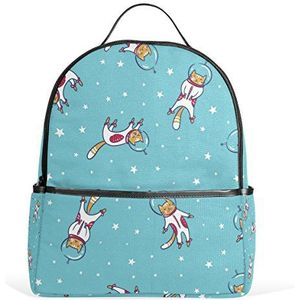 My Daily Astronaut Kat Casual Rugzak Cartoon Rugzak voor School Reizen Outdoor Daypack, multi, 12.6""L × 14.8""H x 5""W