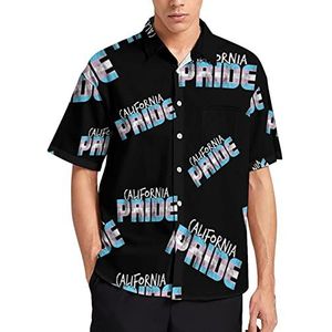 California Pride Transgender Vlag Hawaiiaans shirt voor heren, zomer, strand, casual, korte mouwen, button-down shirts met zak