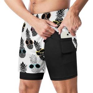 Ananas Dragen Kleurrijke Zonnebril Grappige Zwembroek Met Compressie Liner & Pocket Voor Mannen Board Zwemmen Sport Shorts