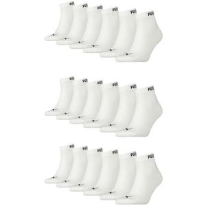PUMA Unisex Quarter sokken sneaker enkellhoog voor dames heren 18 paar, wit (300), 47/49 EU