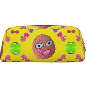 Smiley Lychee Lichtgewicht Draagbare Lederen met Rits Pen Case 20.5x5.5x8cm voor Kantoor Reizen Make-up Opbergtas, Goud, Eén maat, Munt Pouch