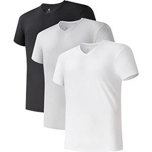 DAVID ARCHY herenvesten Micro Modal-ondershirts met ultiem zacht 3-pack ondergoed met V-hals en diepe V-hals met korte mouwen