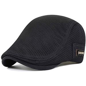 Yixda Pet, met klep, flatcap, sportpet, mesh, zwart, Eén maat