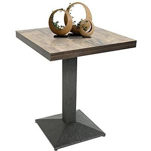 WANZHE Industriële retro eettafel, hoogte 75 cm, vierkante tafel, keukentafel van metaal en hout, bistrotafel voor 1-4 personen (type A)