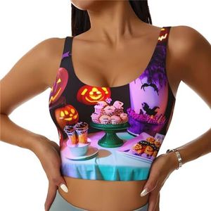 Halloween Carnaval Party Print Comfortabele Vrouwen Sport Vest Yoga Workout Vest voor Vrouwen Lichtgewicht Zomer, Zwart, S