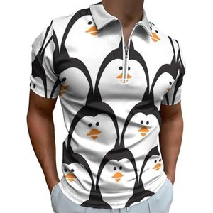 Leuke Pinguïn Patroon Half Zip-up Polo Shirts Voor Mannen Slim Fit Korte Mouw T-shirt Sneldrogende Golf Tops Tees L