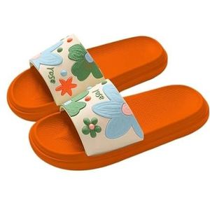 fengqingyunyan0304 Slide, zomerschoenen voor dames, voor binnen en buiten, voor badkamer en douche, voor heren, Oranje, 41 EU