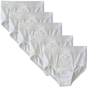 HERMKO 3240 5-pack herenslip met gulp en zachte tailleband, van 100% biologisch katoen, wit, S