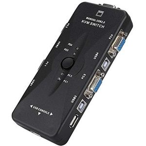 USB KVM-schakelkast, 4-poorts USB 2.0 KVM VGA/SVGA-monitorhub Display Port Switch Selector voor pc-toetsenbord Muis TV-aansluiting