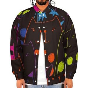Katten met lijnen sterren stippen grappige mannen honkbal jas bedrukte jas zachte sweatshirt voor lente herfst