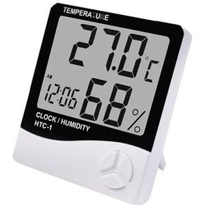 Weerstations, LCD Elektronische Digitale Temperatuur-vochtigheidsmeter Thermometer Hygrometer Binnen Buiten Weerstation Klok,for Home Garden(HTC-1)