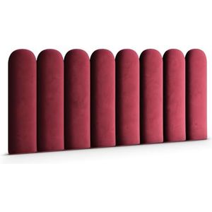 Muralo Fluwelen wandkussen, stof, zacht bekleed paneel, slaapkamer, woonkamer, bed, zachte wandbekleding, hoofdbord, lendekussen, modern, luxe, zachte bekleding, Magic Velvet, wijnrood, 30 x 100 cm