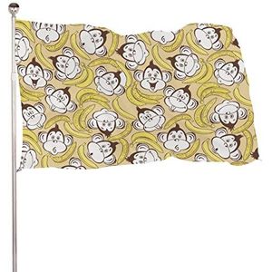 Apen Bananen Grappige Vlaggen Banner met Messing Doorvoertules voor Buiten Binnen Tuin 24x35 inch