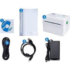 Etiketprinters 4 inch label printer draagbare functionele thermische printersteun USB Interface 152 mm/s barcode printer zwart wit (Color : DT108B WHITE)
