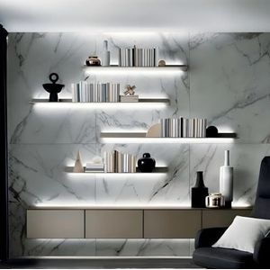 Vlotende planken - Decoratieve wandplank, Aan de muur gemonteerde LED-metalen displayplanken, zwevende planken van aluminiumlegering, wandopslag for boekenplanken, kantoorkeuken, 1 STUKS(Grey,120x20x6