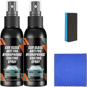 Autoruit-spray, waterafstotend, anti-condensmiddel, set van 100 ml, nano-regenverwijderaar voor ramen, voorruiten, spiegels, douchedeuren, glas (2 stuks)