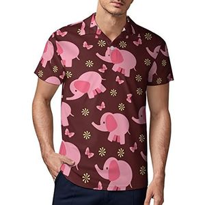 Pink Elephant Heren Golf Polo-Shirt Zomer Korte Mouw T-Shirt Casual Sneldrogende Tees L