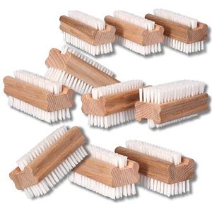 ToolSpace 10x Massief houten nagelborstel met sterke borstelharen Nagelreinigingsborstel Handwasborstel Vingerborstel Borstel om vuil, viezigheid onder