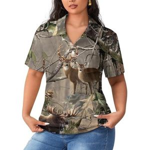 Camo herten camouflage jacht dames poloshirts met korte mouwen casual T-shirts met kraag golfshirts sport blouses tops 4XL