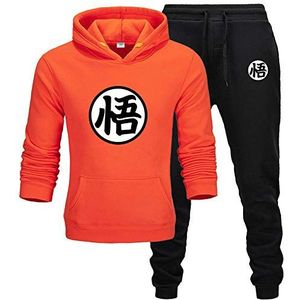 Goku kostium męski sweter i spodnie do biegania zestaw m�ęska bluza z kapturem garnitur jesień zima casual odzież sportowa moda pomarańczowy 3XL