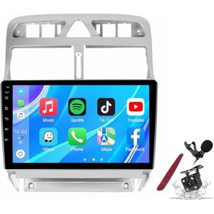 Android 14 Autoradio Sat Navi voor P-eugeot 307(2002-2013) 9 Inch Touchscreen Multimedia Speler met Draadloze Carplay GPS Navigatie FM RDS Bluetooth 5G-WiFi SWC DSP,M100s