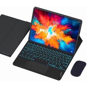 Toetsenbordhoes voor Lenovo Tab M10 Plus 3rd Gen (2022) 10.6"" (TB-125FU), 7-Kleuren Achtergrondverlichting, Magnetisch Afneembaar Draadloos Toetsenbord,Black 1