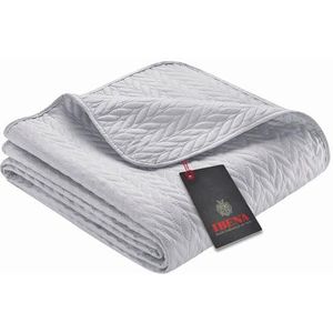 Ibena Nancy Sprei 140x210 cm - Bedsprei, grijs, lichte deken met vlechtpatroon