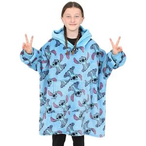 Disney Lilo and Stitch meisjes blauwe hoodie, oversized fleece deken hoodie, Blauw, One Size
