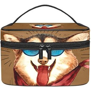 Hond make-up organizer tas, reismake-up tas organizer case draagbare cosmetische tas voor vrouwen en meisjes toiletartikelen, Meerkleurig, 22.5x15x13.8cm/8.9x5.9x5.4in