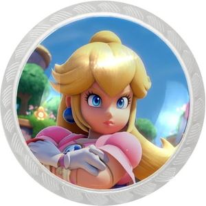 XYMJT voor Princess Peach Ronde transparante glazen ABS ladetrekkers met schroeven (4 stuks) - 35x28x17 mm - Stijlvolle kasthandgrepen voor woondecoratie en renovatie