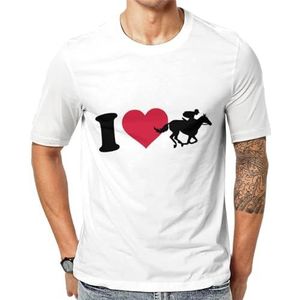 I Love Horse Race T-shirt met korte mouwen voor heren met ronde hals print casual T-shirt M