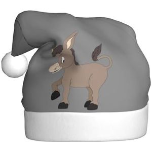 SSIMOO Cartoon Ezel Volwassen Pluizige Kerstmuts - feestelijke decoratie hoofddeksels voor feesten en feestdagen