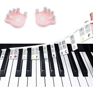 Piano Keyboard Stickers, Verwijderbare Piano Stickers 61/88keys Silicone Note Tape For Kinderen Met Vinger Sterkte Trainer (Color : Black_88keys)