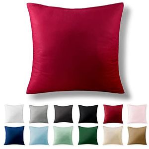 Alreya 100% katoen renforcé kussensloop - 40 x 40 cm - met YKK-ritssluiting - Hypoallergeen zonder chemische stoffen - Rood