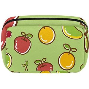 Cosmetische Tassen Voor Vrouwen Kleine Make-up Tas Reizen Toilettas Pouch Organizer Rits Rode Appel Cherry Geel Citroen Mango Groen, Meerkleurig, 17.5x7x10.5cm/6.9x4.1x2.8in