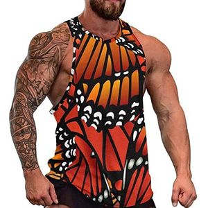 Monarch Vlinder Patroon Heren Tank Top Grafische Mouwloze Bodybuilding Tees Casual Strand T-Shirt Grappige Gym Spier