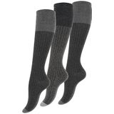 Vincent Creation - Kniekousen - Grijs - 3 Paar - Natuurvezel Katoen - Geribbelde Look