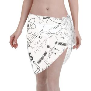 Fysica Print Print Elegante Strandwrap, Bikini Cover Up, Badmode Jurk voor Vrouwen, Perfect voor Zwembad en Resort Zwart, Zwart, one size