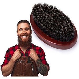 PONIK'S PROFESSIONAL - Biologische baardborstel met wildzwijnharen, 100% natuurlijke borstelharen met houten handvat, baardverzorging, solide baardkam met handgreep
