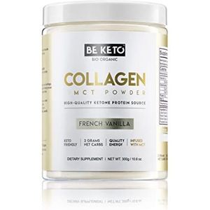 Be Keto Keto Collageen + MCT-olie – Franse vanille 300 g ketogeen en paleovriendelijk, gehydrolyseerd grasgevoerd rundercollageen