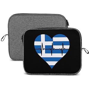 Liefde Griekenland Heartbeat Laptop Sleeve Case Beschermende Notebook Draagtas Reizen Aktetas 13 inch